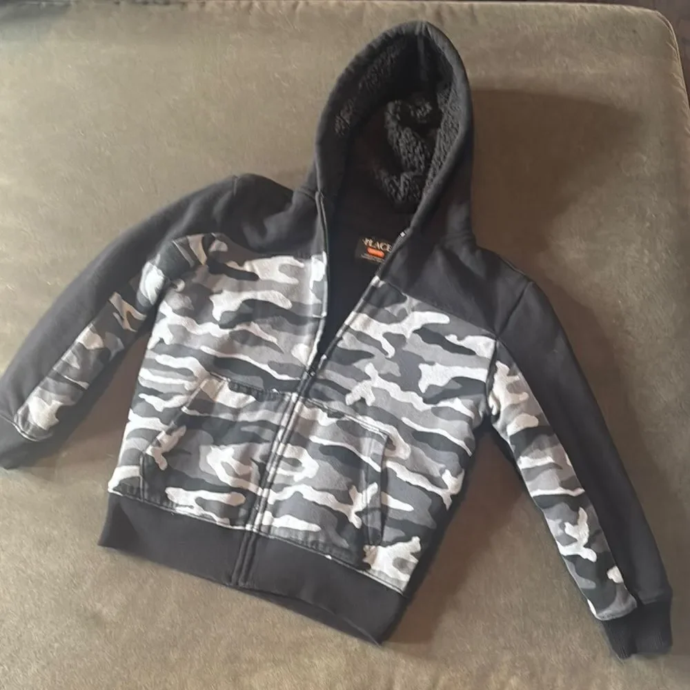 The Children’s Place Kids Camouflage Hoodie Sherpa Lined Full Zip Size M (7/8)